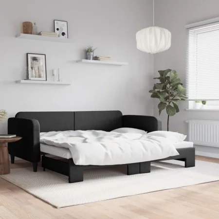 Trundle sofa bed black fabric 90x190 cm by vidaXL, Beds and slatted bases - Ref: Foro24-3196828, Price: 238,95 €, Discount: %