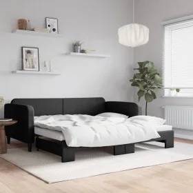 Trundle sofa bed black fabric 100x200 cm by vidaXL, Beds and slatted bases - Ref: Foro24-3196823, Price: 259,23 €, Discount: %