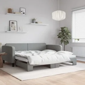 Trundle sofa bed light gray fabric 100x200 cm by vidaXL, Beds and slatted bases - Ref: Foro24-3196821, Price: 260,96 €, Disco...