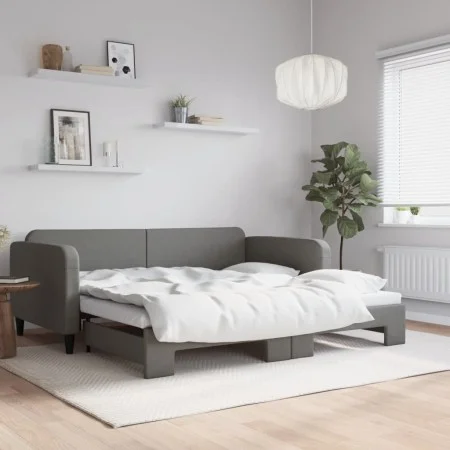 Trundle sofa bed dark gray fabric 90x190 cm by vidaXL, Beds and slatted bases - Ref: Foro24-3196827, Price: 245,05 €, Discoun...