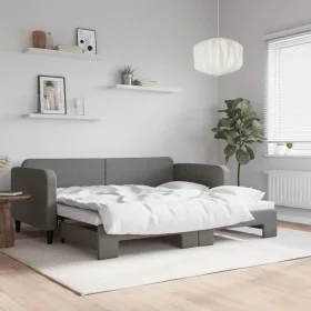 Trundle sofa bed dark gray fabric 90x200 cm by vidaXL, Beds and slatted bases - Ref: Foro24-3196817, Price: 250,20 €, Discoun...