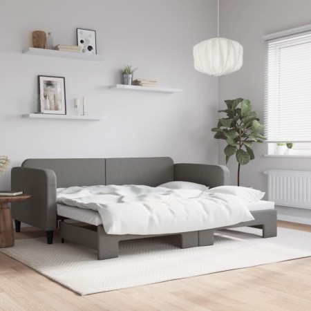 Sofá cama nido tela gris oscuro 90x200 cm de vidaXL, Camas y somieres - Ref: Foro24-3196817, Precio: 249,54 €, Descuento: %