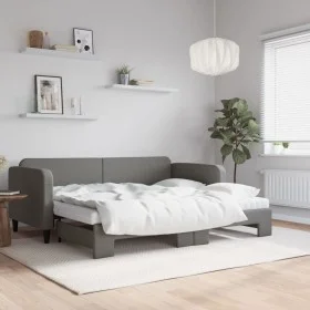 Trundle sofa bed with dark gray fabric mattress 90x200 cm by vidaXL, Beds and slatted bases - Ref: Foro24-3196835, Price: 444...
