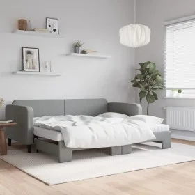 Trundle sofa bed with light gray fabric mattress 90x190 cm by vidaXL, Beds and slatted bases - Ref: Foro24-3196844, Price: 41...