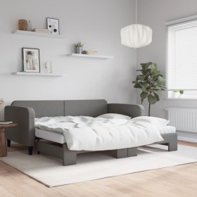Sofá cama nido con colchón tela gris oscuro 100x200 cm de vidaXL, Camas y somieres - Ref: Foro24-3196840, Precio: 429,55 €, D...