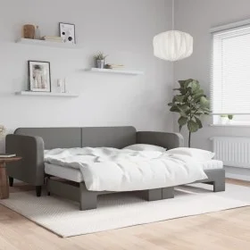 Trundle sofa bed with dark gray fabric mattress 100x200 cm by vidaXL, Beds and slatted bases - Ref: Foro24-3196840, Price: 42...