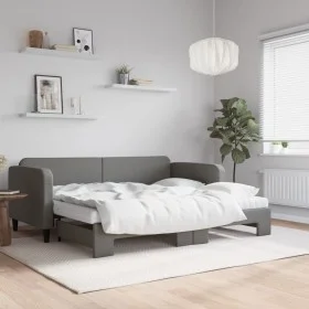 Trundle sofa bed with dark gray fabric mattress 90x190 cm by vidaXL, Beds and slatted bases - Ref: Foro24-3196845, Price: 399...