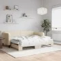 Ausziehbares Schlafsofa mit cremefarbener Stoffmatratze 90x200 cm von vidaXL, Betten und Lattenroste - Ref: Foro24-3196838, P...
