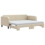 Trundle sofa bed with cream fabric mattress 90x200 cm by vidaXL, Beds and slatted bases - Ref: Foro24-3196838, Price: 439,90 ...