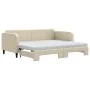 Trundle sofa bed with cream fabric mattress 90x200 cm by vidaXL, Beds and slatted bases - Ref: Foro24-3196838, Price: 440,83 ...