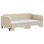 Trundle sofa bed with cream fabric mattress 90x200 cm by vidaXL, Beds and slatted bases - Ref: Foro24-3196838, Price: 439,90 ...
