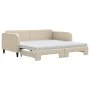 Trundle sofa bed with cream fabric mattress 100x200 cm by vidaXL, Beds and slatted bases - Ref: Foro24-3196843, Price: 428,40...