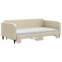 Trundle sofa bed with cream fabric mattress 100x200 cm by vidaXL, Beds and slatted bases - Ref: Foro24-3196843, Price: 428,40...