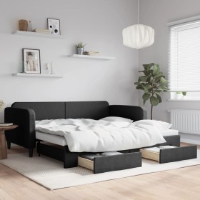 Trundle sofa bed with drawers black fabric 100x200 cm by vidaXL, Beds and slatted bases - Ref: Foro24-3196859, Price: 302,92 ...