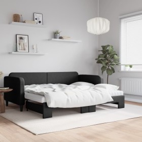 Sofá cama nido con colchón tela negro 90x200 cm
