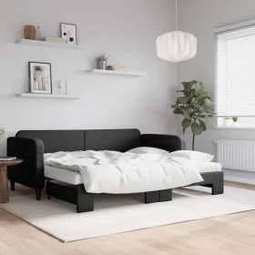 Trundle sofa bed with black fabric mattress 90x200 cm by vidaXL, Beds and slatted bases - Ref: Foro24-3196836, Price: 442,10 ...