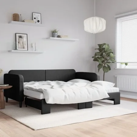 Trundle sofa bed with black fabric mattress 90x190 cm by vidaXL, Beds and slatted bases - Ref: Foro24-3196846, Price: 401,18 ...