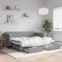Trundle sofa bed with drawers light gray fabric 90x190 cm by vidaXL, Beds and slatted bases - Ref: Foro24-3196862, Price: 289...