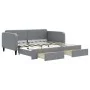 Trundle sofa bed with drawers light gray fabric 90x190 cm by vidaXL, Beds and slatted bases - Ref: Foro24-3196862, Price: 285...