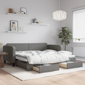 Trundle sofa bed with drawers dark gray fabric 90x200 cm by vidaXL, Beds and slatted bases - Ref: Foro24-3196853, Price: 290,...