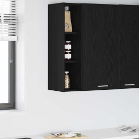 Mueble colgante con estante Riga Roble Negro 20 x 29,5 x 80 cm