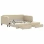 Trundle sofa bed with drawers cream fabric 100x200 cm by vidaXL, Beds and slatted bases - Ref: Foro24-3196861, Price: 298,39 ...