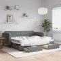 Sofá cama nido con cajones tela gris oscuro 90x190 cm de vidaXL, Camas y somieres - Ref: Foro24-3196863, Precio: 288,95 €, De...