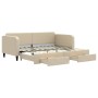 Ausziehbares Schlafsofa mit Schubladen, cremefarbener Stoff, 90 x 200 cm von vidaXL, Betten und Lattenroste - Ref: Foro24-319...