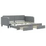 Trundle sofa bed with drawers light gray fabric 100x200 cm by vidaXL, Beds and slatted bases - Ref: Foro24-3196857, Price: 29...