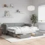 Sofá cama nido con cajones tela gris claro 90x190 cm de vidaXL, Camas y somieres - Ref: Foro24-3196880, Precio: 447,40 €, Des...