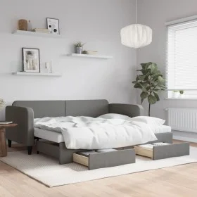 Trundle sofa bed with drawers dark gray fabric 90x200 cm by vidaXL, Beds and slatted bases - Ref: Foro24-3196871, Price: 481,...