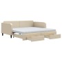 Trundle sofa bed with drawers cream fabric 100x200 cm by vidaXL, Beds and slatted bases - Ref: Foro24-3196879, Price: 469,42 ...