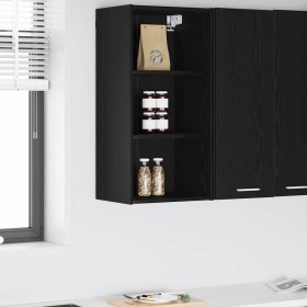 Mueble colgante con estante Riga Roble Negro 40 x 29,5 x 80 cm