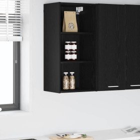 Mueble colgante con estante Riga Roble Negro 40 x 29,5 x 80 cm