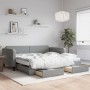 Trundle sofa bed with drawers light gray fabric 100x200 cm by vidaXL, Beds and slatted bases - Ref: Foro24-3196875, Price: 47...