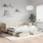Sofá cama nido con cajones tela color crema 90x200 cm de vidaXL, Camas y somieres - Ref: Foro24-3196874, Precio: 477,07 €, De...