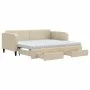 Sofá cama nido con cajones tela color crema 90x200 cm de vidaXL, Camas y somieres - Ref: Foro24-3196874, Precio: 477,07 €, De...