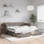 Sofá cama nido con cajones tela gris taupe 90x200 cm de vidaXL, Camas y somieres - Ref: Foro24-3196873, Precio: 477,74 €, Des...