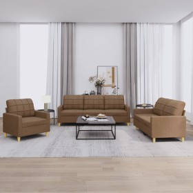 Sofa set with cushions 3 pieces brown fabric by vidaXL, Sofas - Ref: Foro24-3201245, Price: 593,53 €, Discount: %