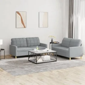 Sofa set with cushions 2 pieces light gray fabric by vidaXL, Sofas - Ref: Foro24-3201274, Price: 391,12 €, Discount: %