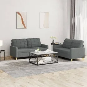 Sofa set with cushions 2 pieces dark gray fabric by vidaXL, Sofas - Ref: Foro24-3201275, Price: 414,75 €, Discount: %