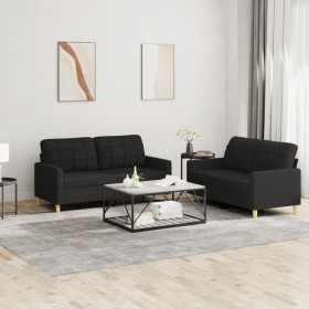 2-piece sofa set with black fabric cushions by vidaXL, Sofas - Ref: Foro24-3201278, Price: 385,20 €, Discount: %