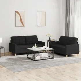 2-piece sofa set with black fabric cushions by vidaXL, Sofas - Ref: Foro24-3201278, Price: 366,93 €, Discount: %