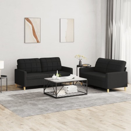 2-piece sofa set with black fabric cushions by vidaXL, Sofas - Ref: Foro24-3201278, Price: 385,20 €, Discount: %