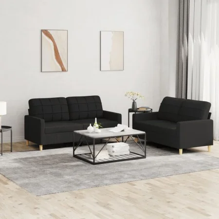 2-piece sofa set with black fabric cushions by vidaXL, Sofas - Ref: Foro24-3201278, Price: 366,93 €, Discount: %