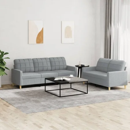 Sofa set with cushions 2 pieces light gray fabric by vidaXL, Sofas - Ref: Foro24-3201306, Price: 462,76 €, Discount: %