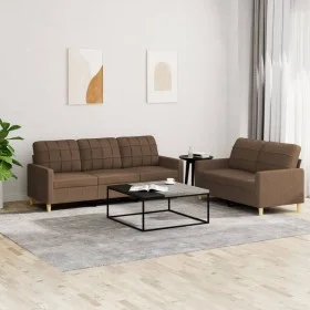 Sofa set with cushions 2 pieces brown fabric by vidaXL, Sofas - Ref: Foro24-3201309, Price: 451,00 €, Discount: %