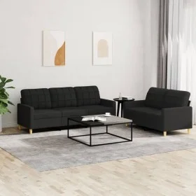 Sofa set with cushions 2 pieces black fabric by vidaXL, Sofas - Ref: Foro24-3201310, Price: 457,22 €, Discount: %