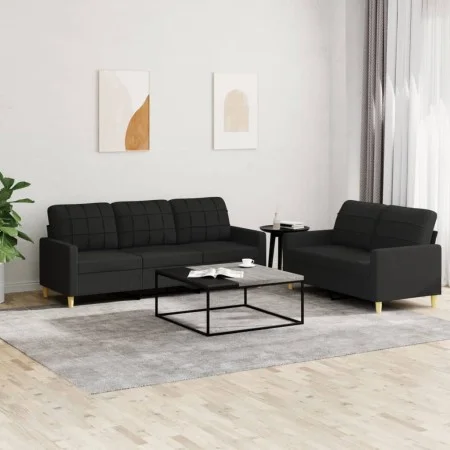 Juego de sofás con cojines 2 piezas tela negro de vidaXL, Sofás - Ref: Foro24-3201310, Precio: 458,44 €, Descuento: %