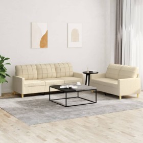 Juego de sofás con cojines 2 piezas tela crema de vidaXL, Sofás - Ref: Foro24-3201308, Precio: 419,95 €, Descuento: %